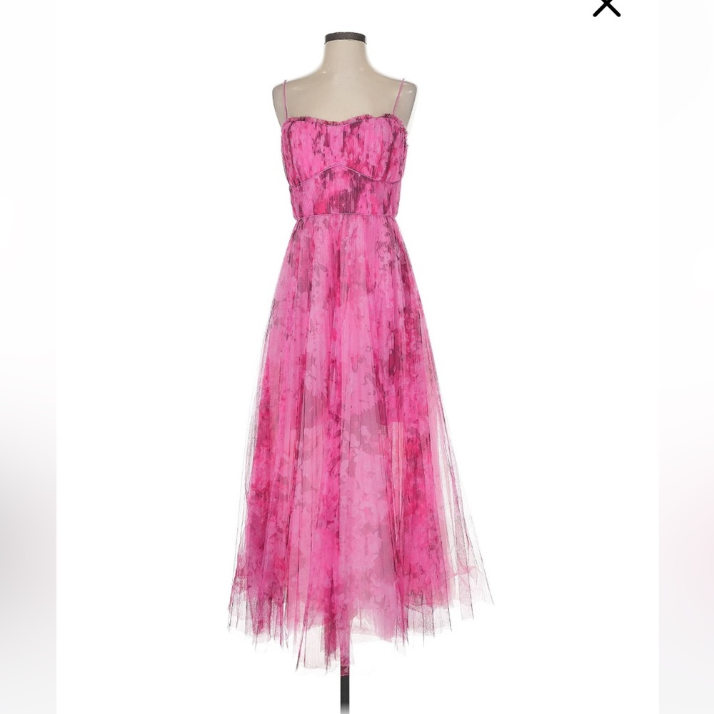Monique Lhuillier Pink Floral Women's Dress